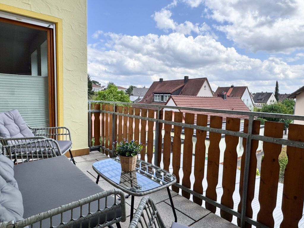 Ausblick Südbalkon – Ferienwohnung Weiher